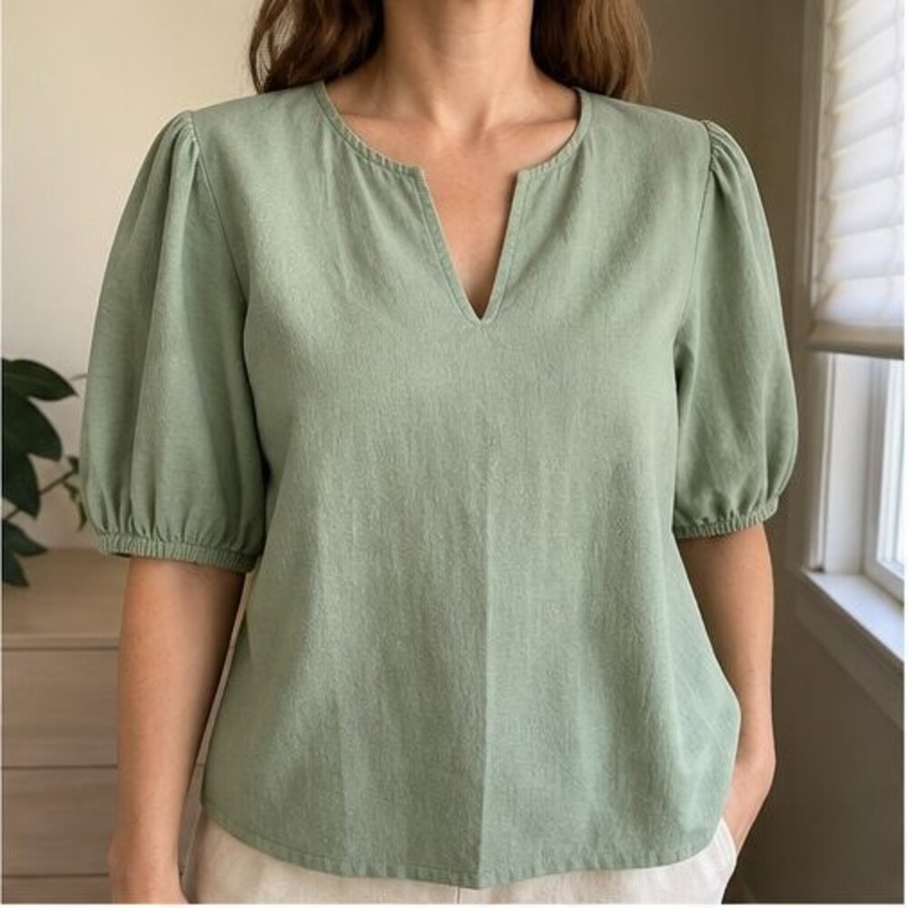 Sage Button Blouse - Picture 2 of 6